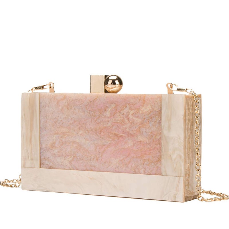 LETODE New acrylic contrast color stitching clutch for Women Wedding Party Clutch bag (5240-apricot) - Image 2